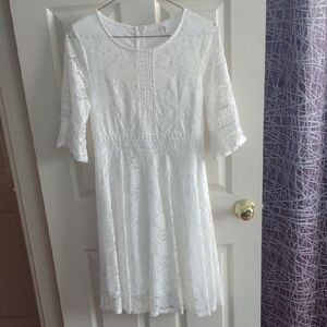 Elegant White Lace Midi Dress